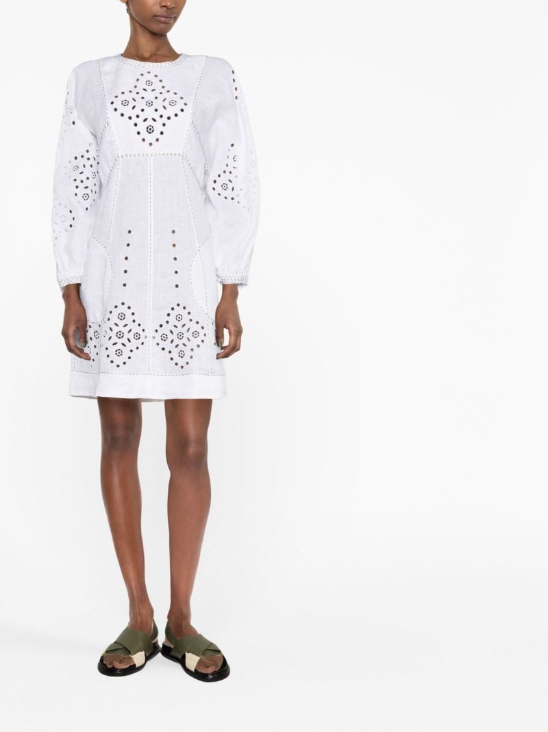 White Broderie-anglaise Linen Mini Dress
