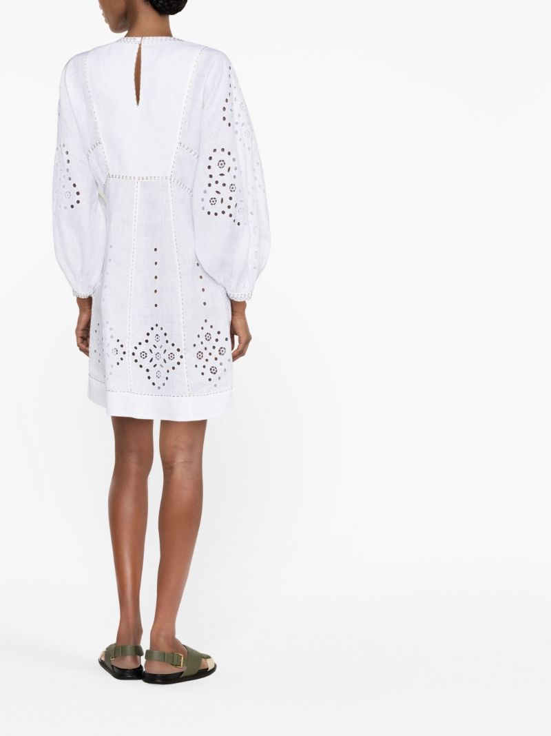 White Broderie-anglaise Linen Mini Dress