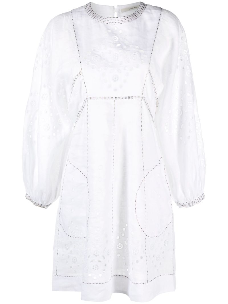 White Broderie-anglaise Linen Mini Dress