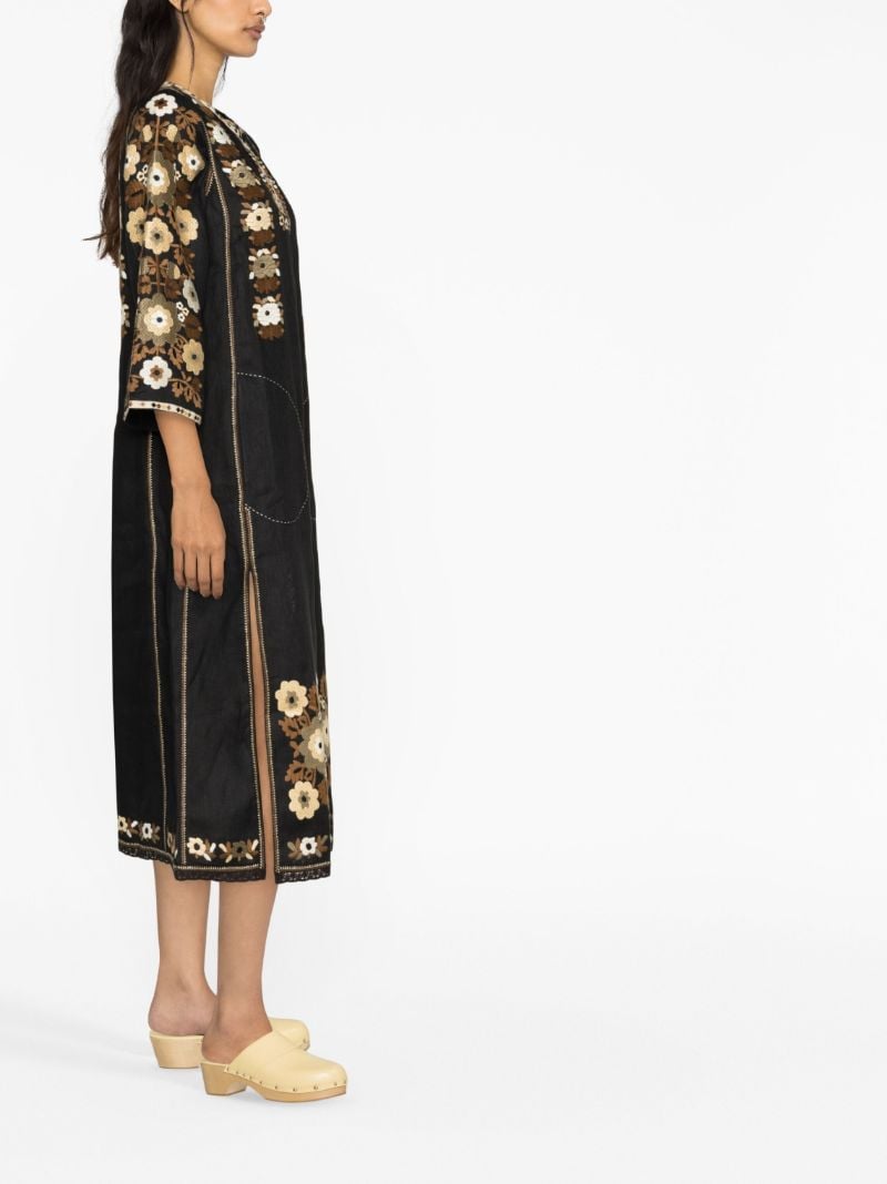 Black Amanda Floral-embroidery Midi Dress