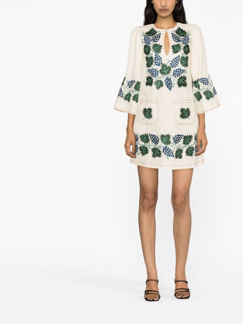 Neutral Tavria Embroidered Mini Dress