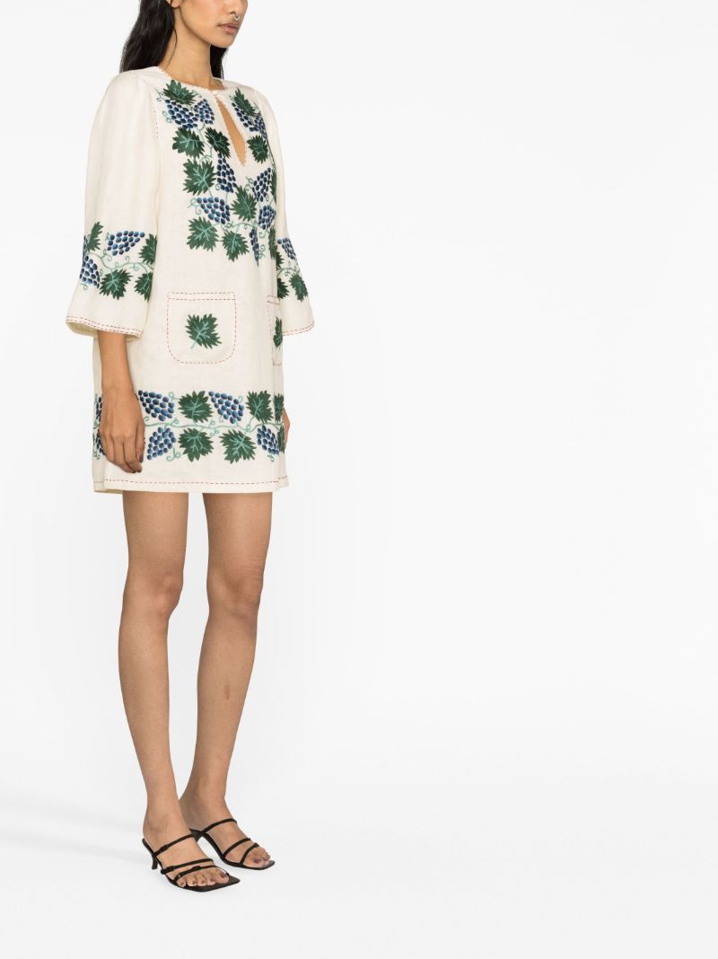 Neutral Tavria Embroidered Mini Dress