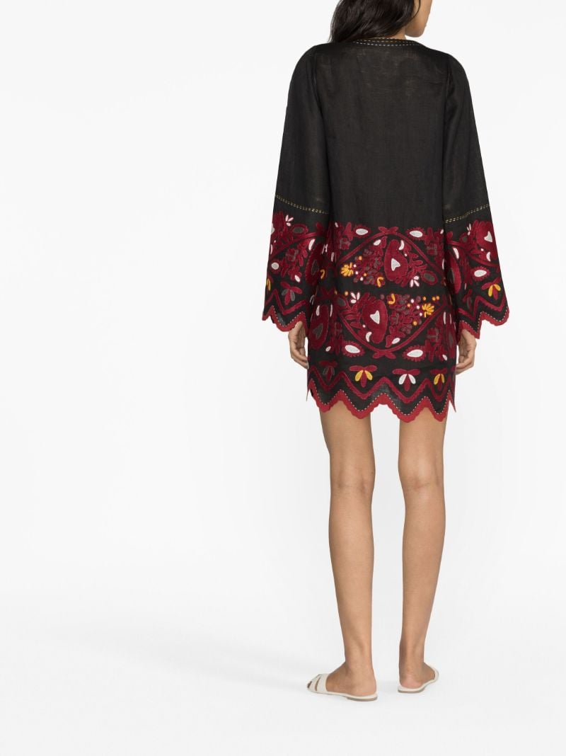 Black Pippa Embroidered Linen Mini Dress