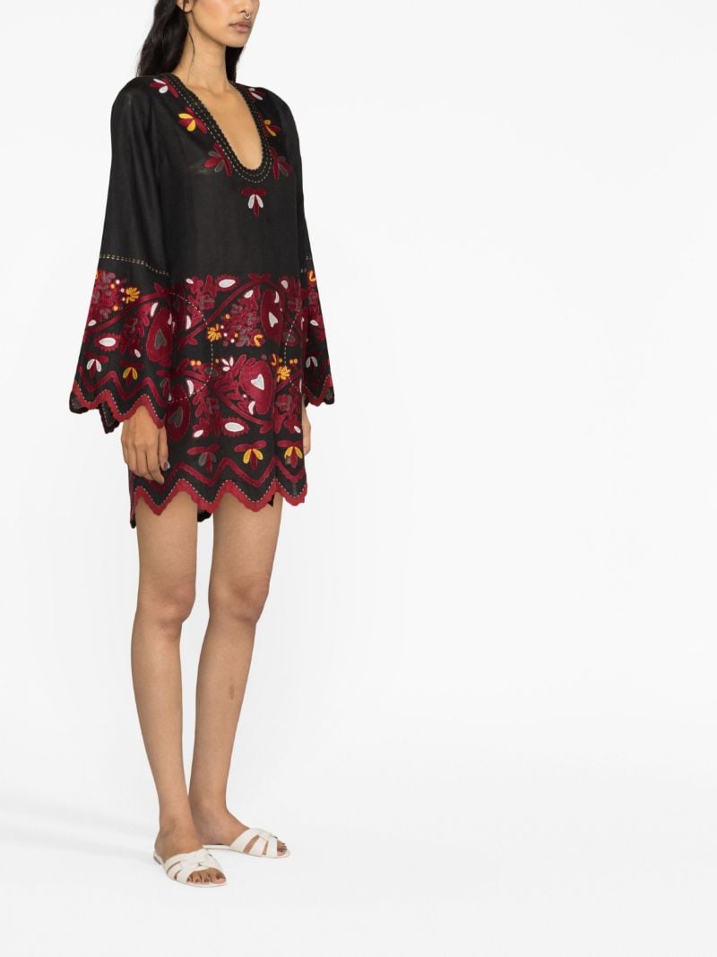 Black Pippa Embroidered Linen Mini Dress