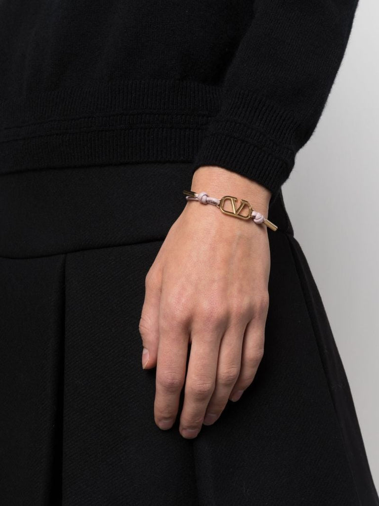 Gold-tone Vlogo Signature Leather Bracelet