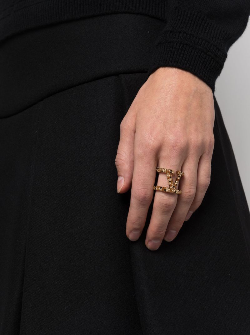 Gold-tone Vlogo Signature Crystal Ring