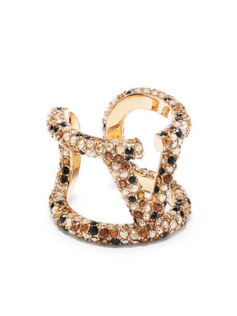 Gold-tone Vlogo Signature Crystal Ring