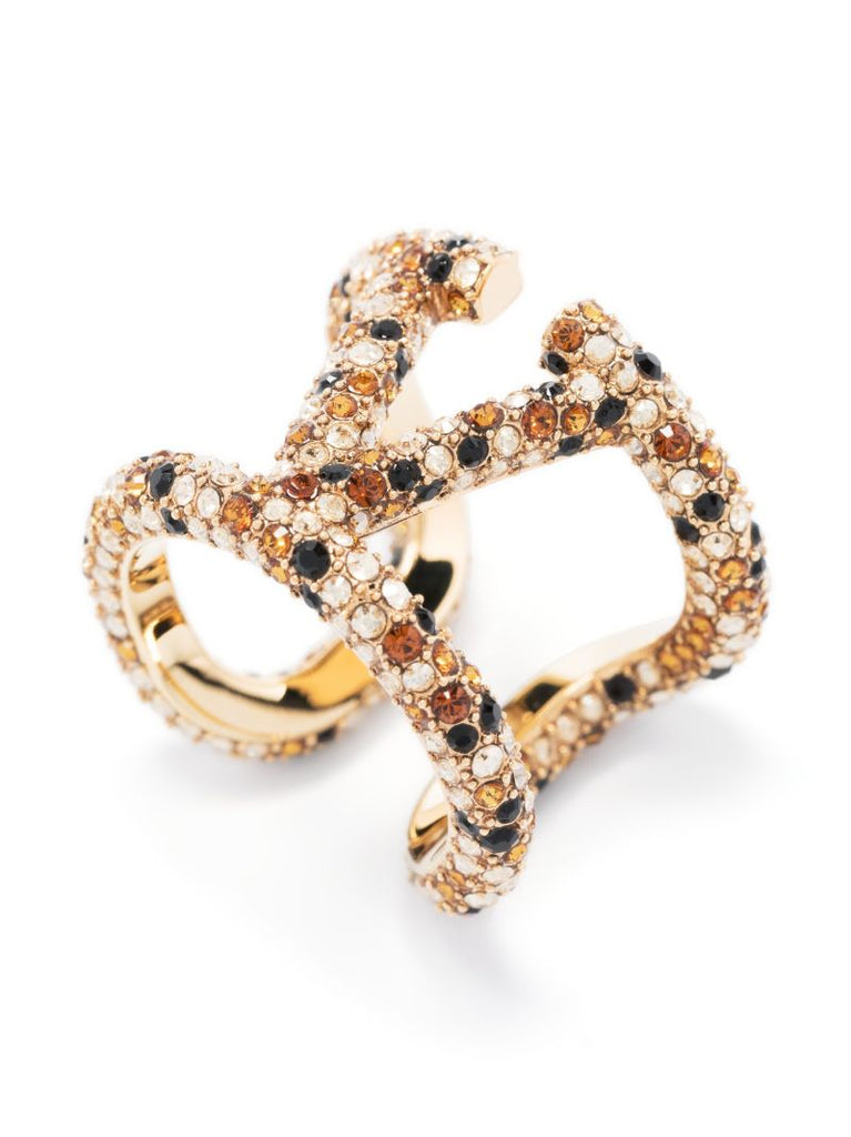 Gold-tone Vlogo Signature Crystal Ring