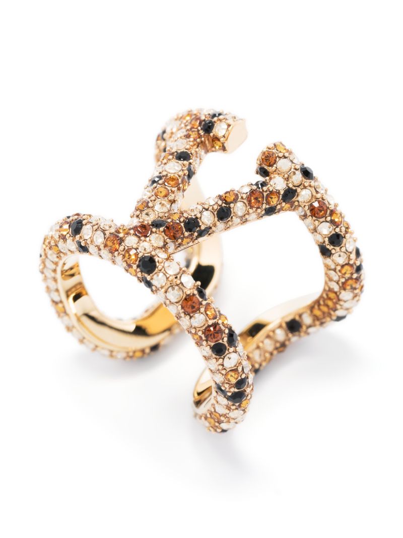 Gold-tone Vlogo Signature Crystal Ring