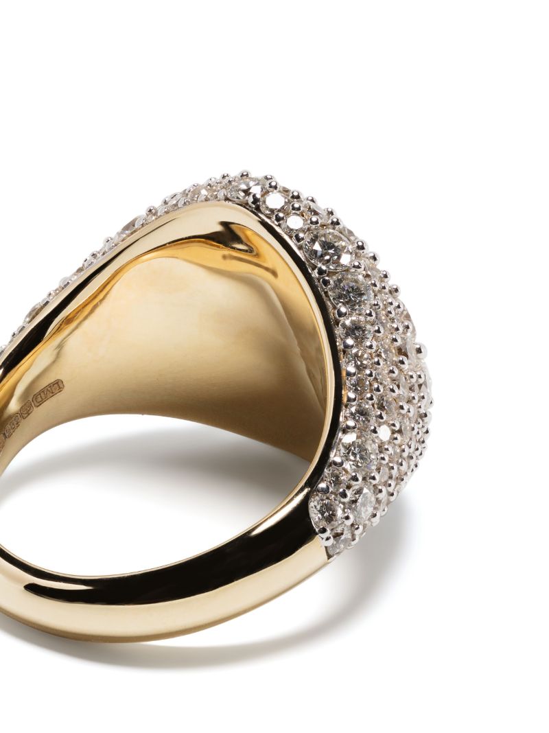 14k Yellow Gold Signature Diamond PavÃ_x0083_Â© Signet Ring