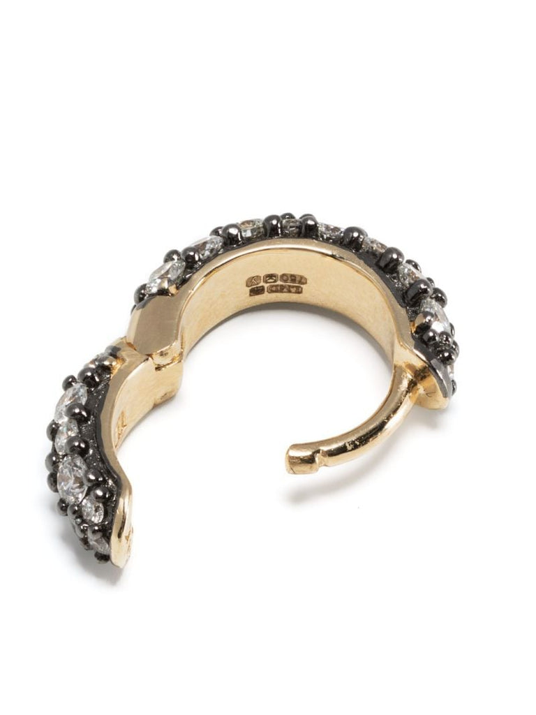 14k Yellow Gold Chubby Huggies Diamond Hoop Earrings