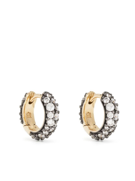 14k Yellow Gold Chubby Huggies Diamond Hoop Earrings