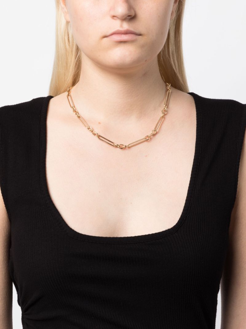 14k Yellow Gold Trombone Link Chain Necklace