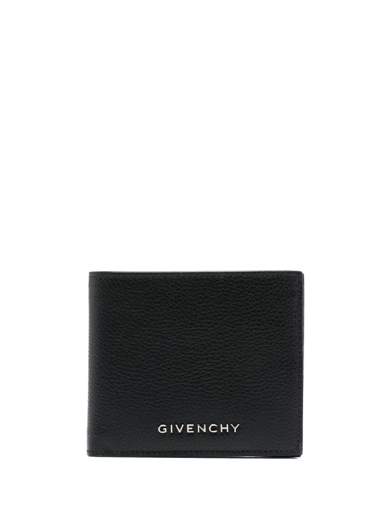 Black Grained Bi-fold Leather Wallet