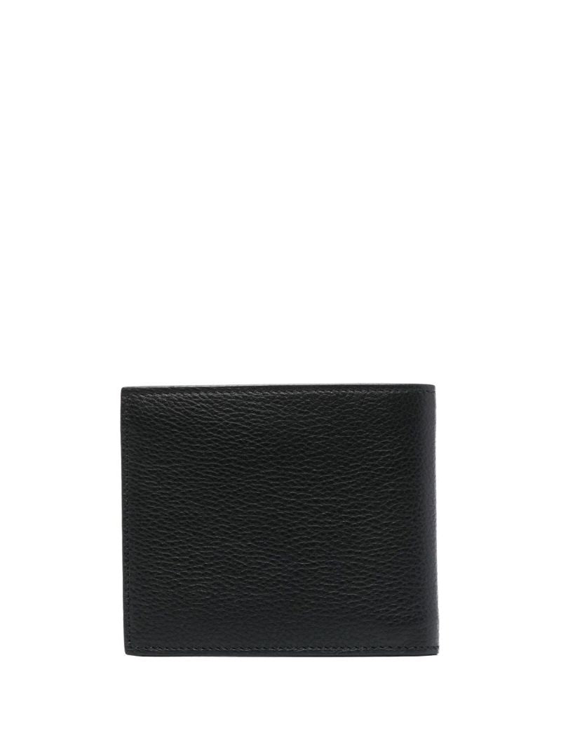 Black Grained Bi-fold Leather Wallet