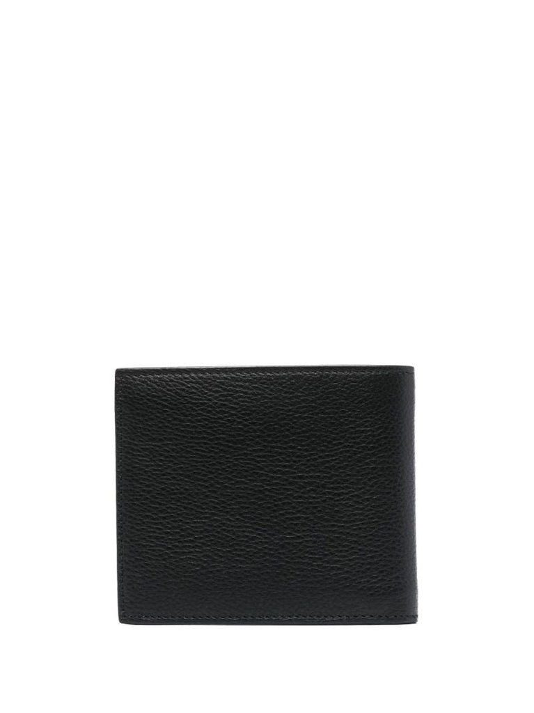 Black Grained Bi-fold Leather Wallet
