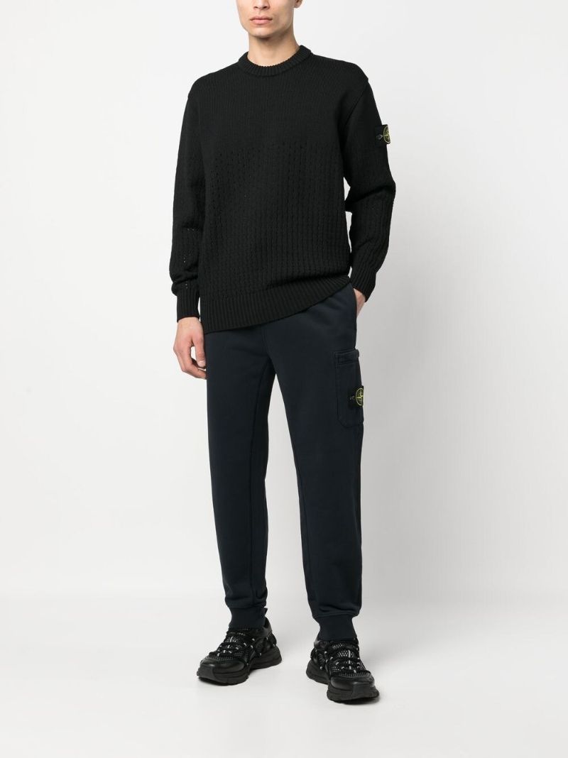 Blue Cotton Compass Patch Track Pants