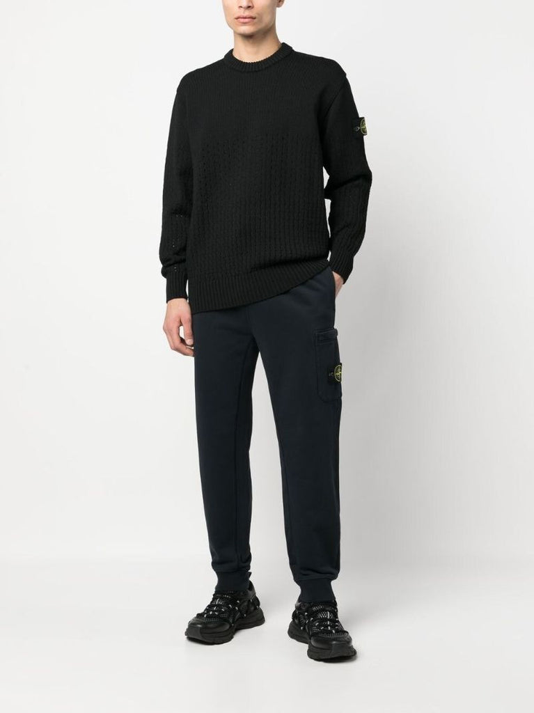 Blue Cotton Compass Patch Track Pants