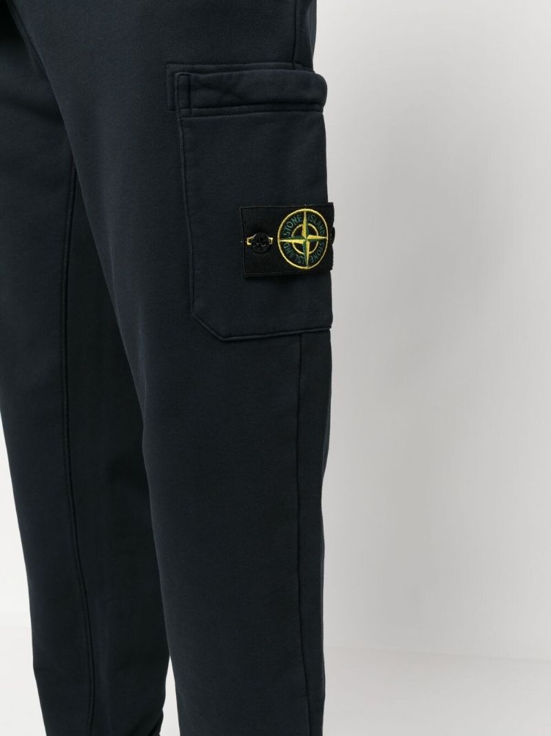 Blue Cotton Compass Patch Track Pants