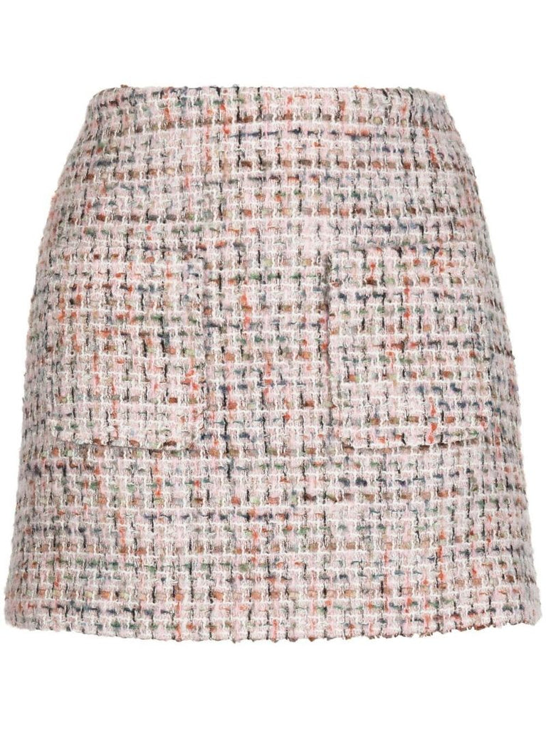 Pink High Waist Tweed Mini Skirt