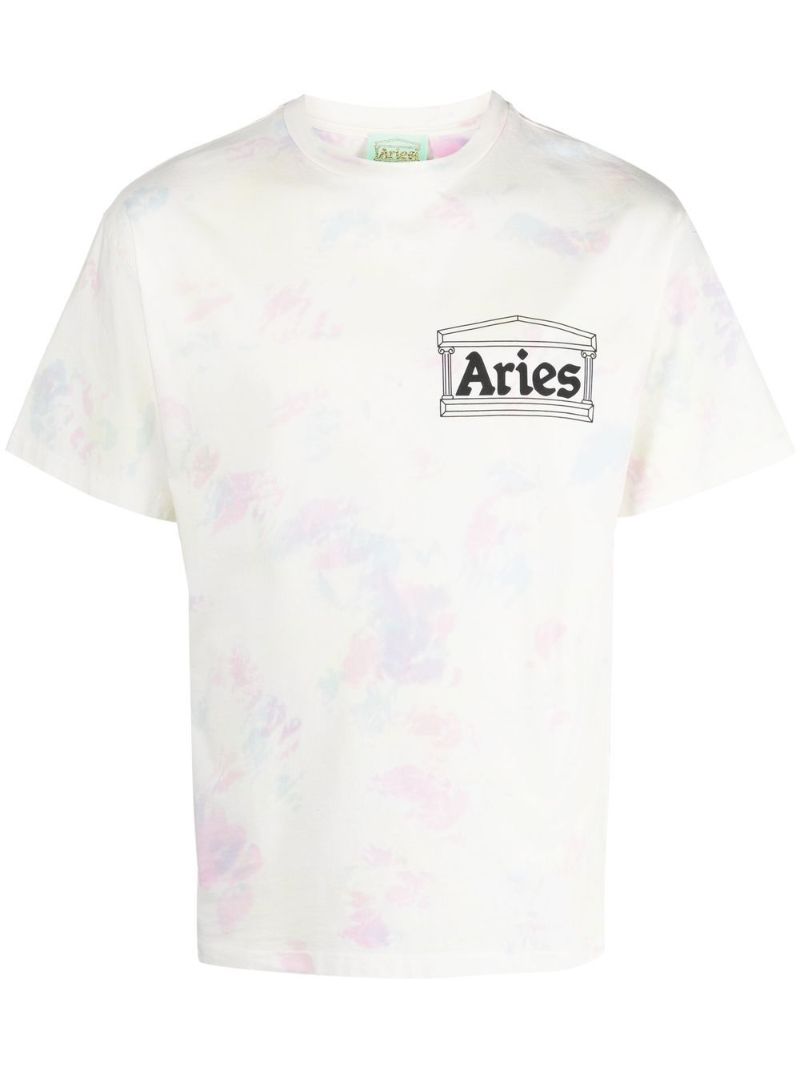 White Tie-dye Temple Print T-shirt