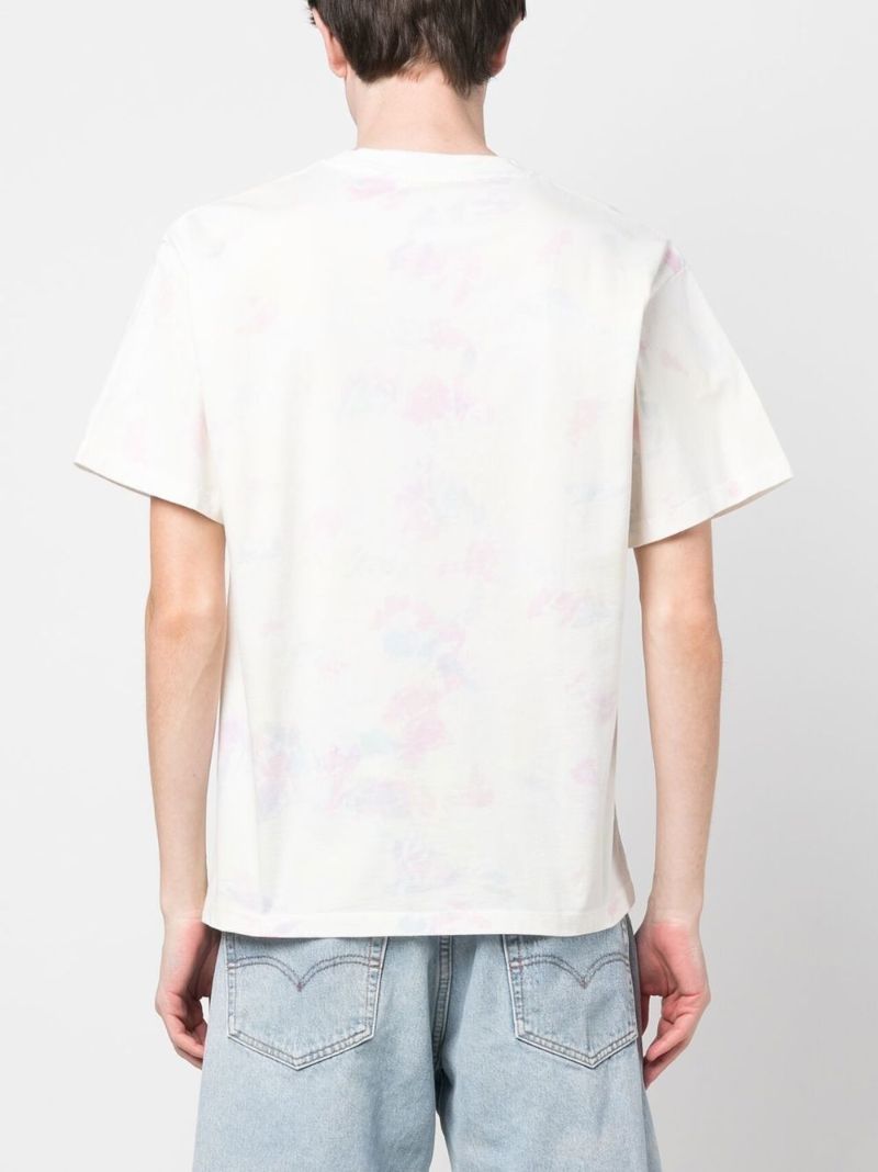 White Tie-dye Temple Print T-shirt