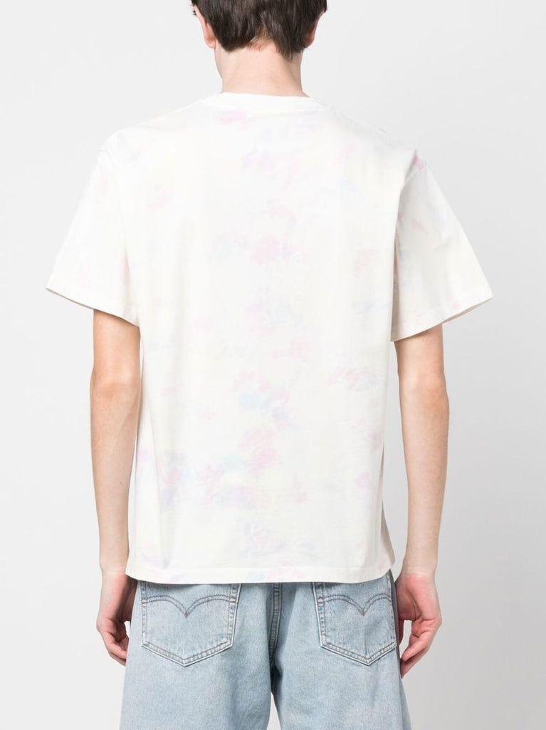 White Tie-dye Temple Print T-shirt