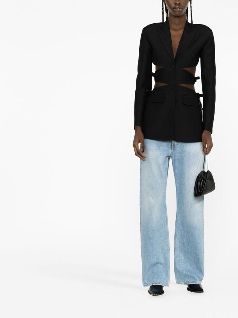 Black Cut Out Wool Blazer