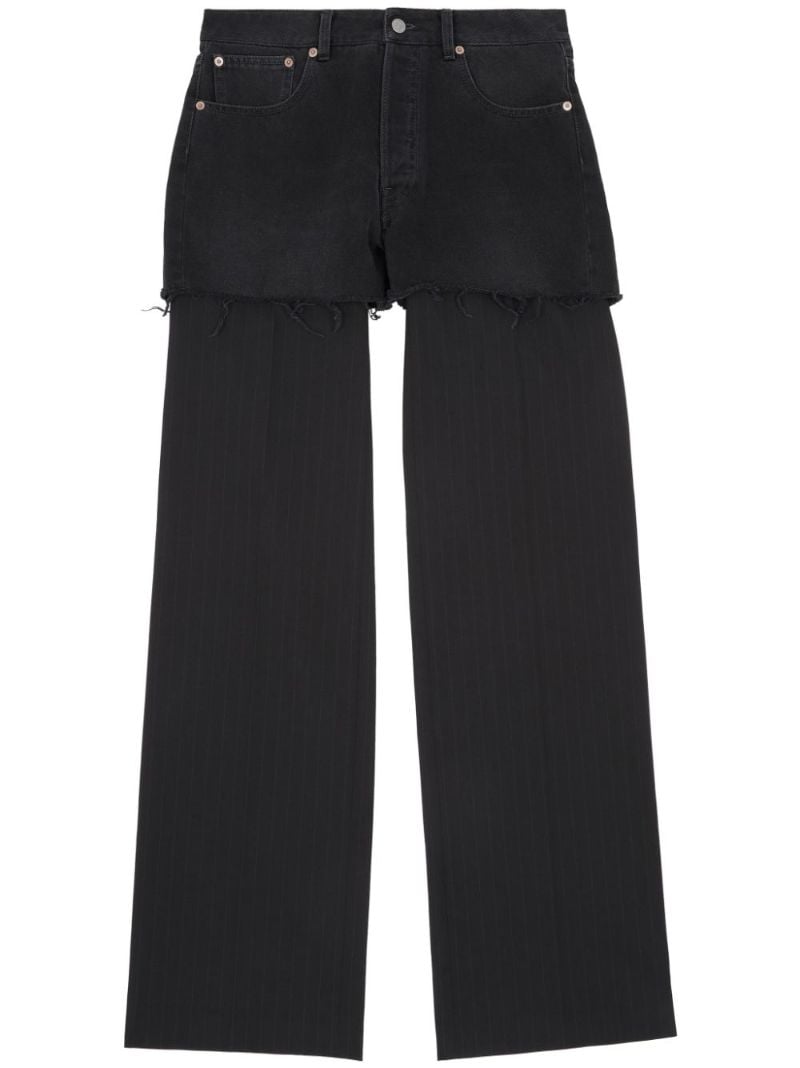 Black Layered High-rise Jeans