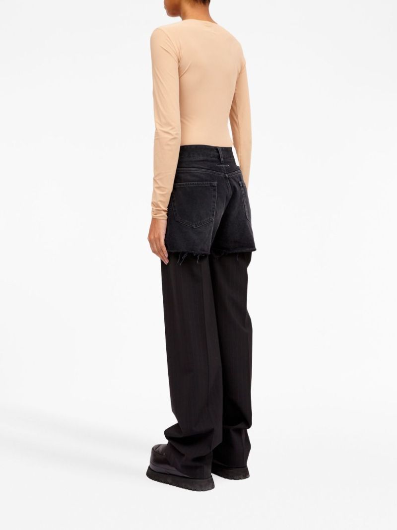 Black Layered High-rise Jeans