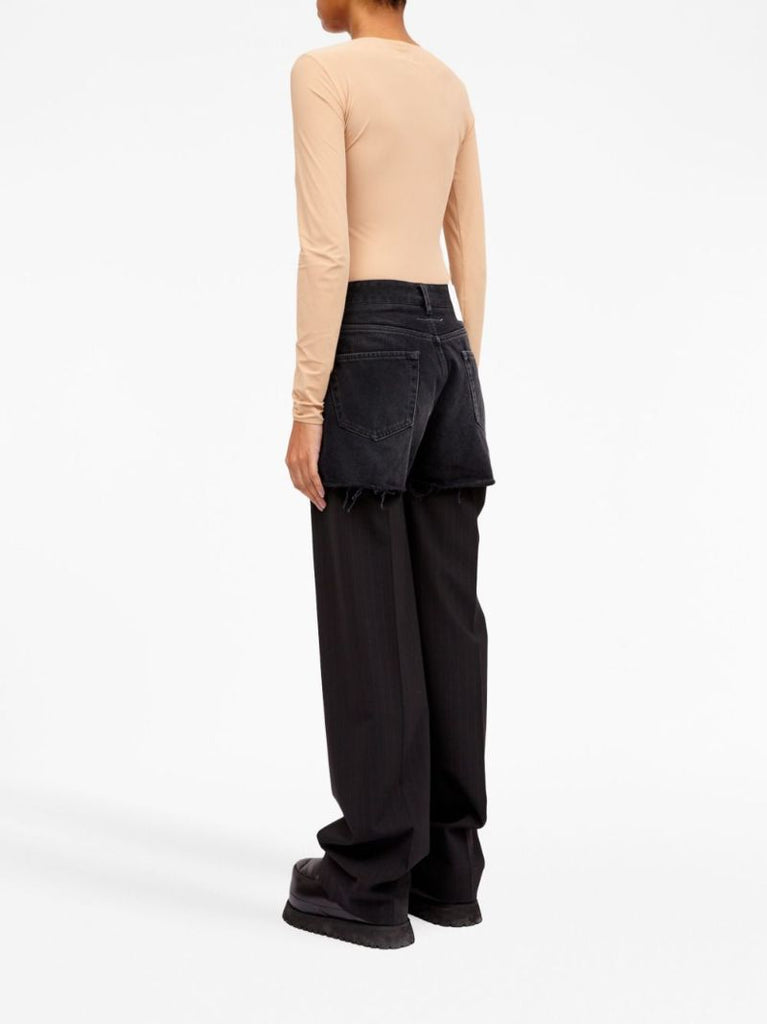 Black Layered High-rise Jeans