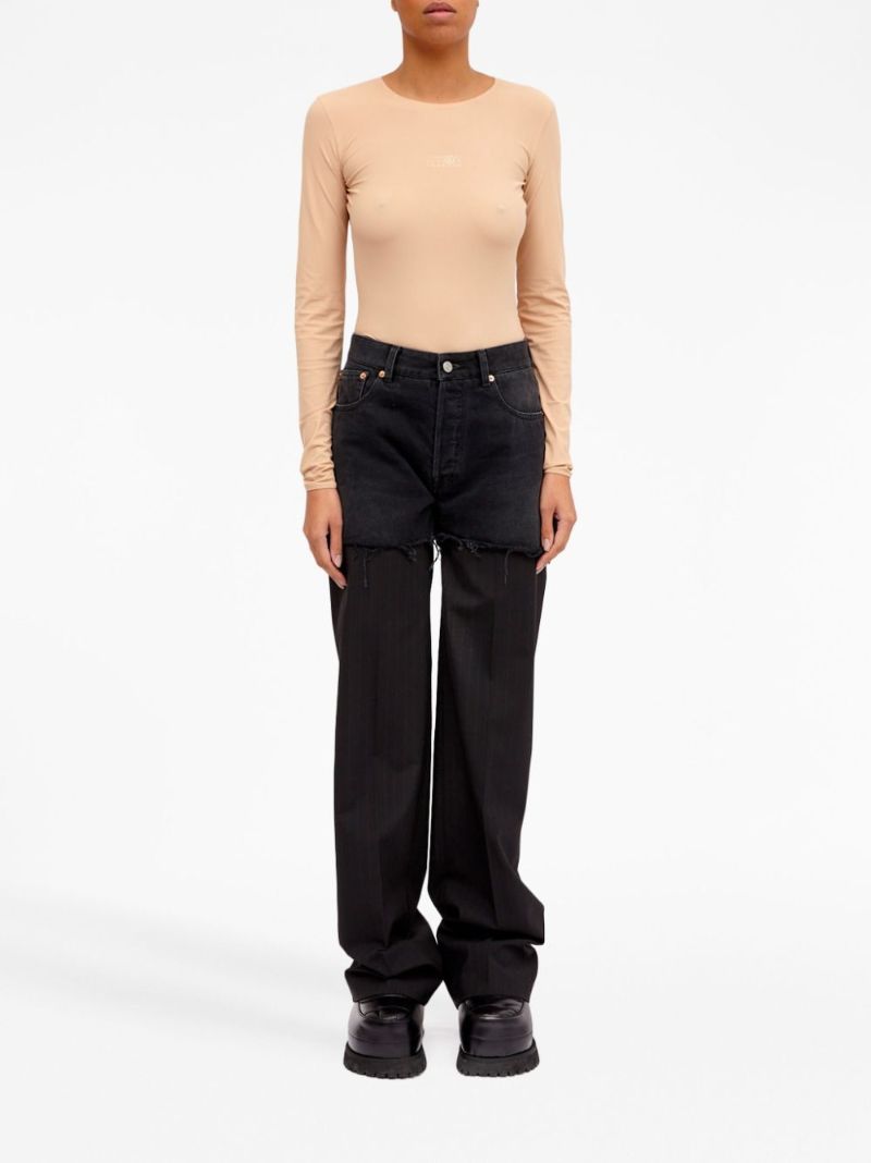 Black Layered High-rise Jeans