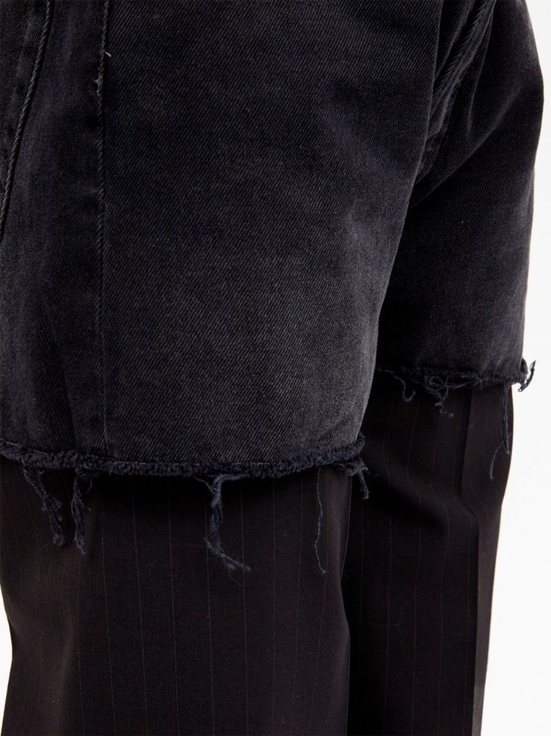 Black Layered High-rise Jeans