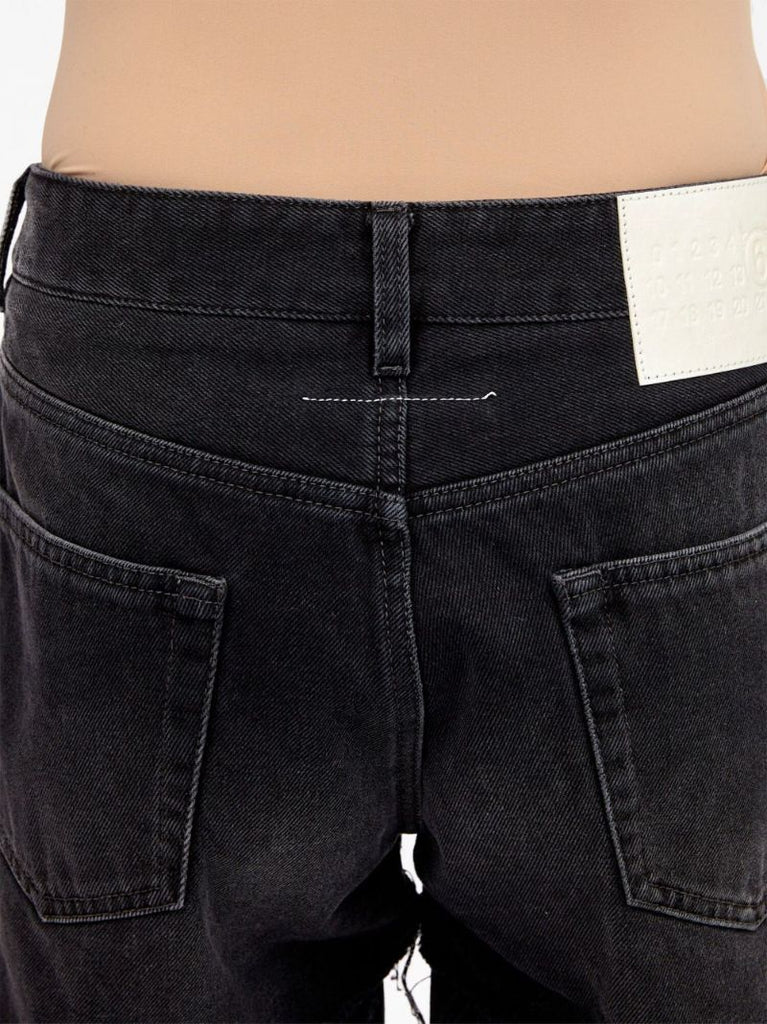 Black Layered High-rise Jeans