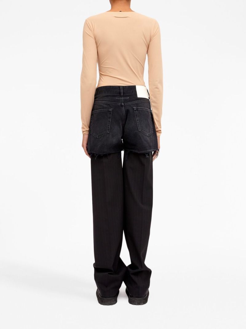 Black Layered High-rise Jeans