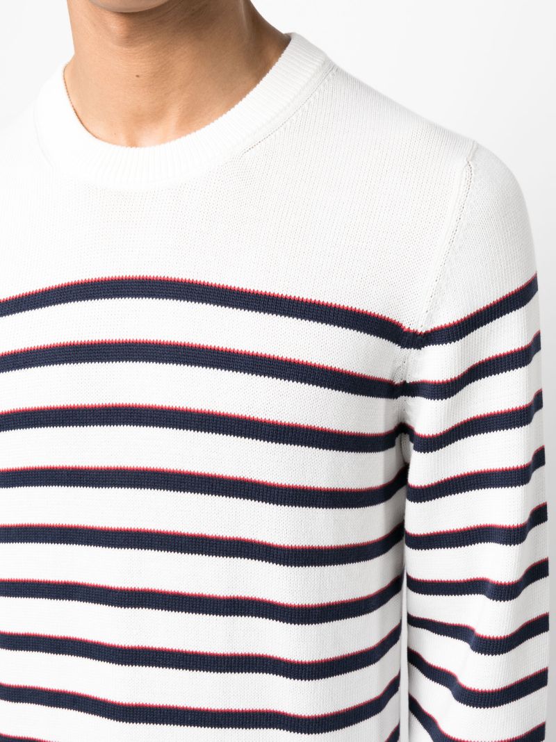 White Striped Cotton Sweater