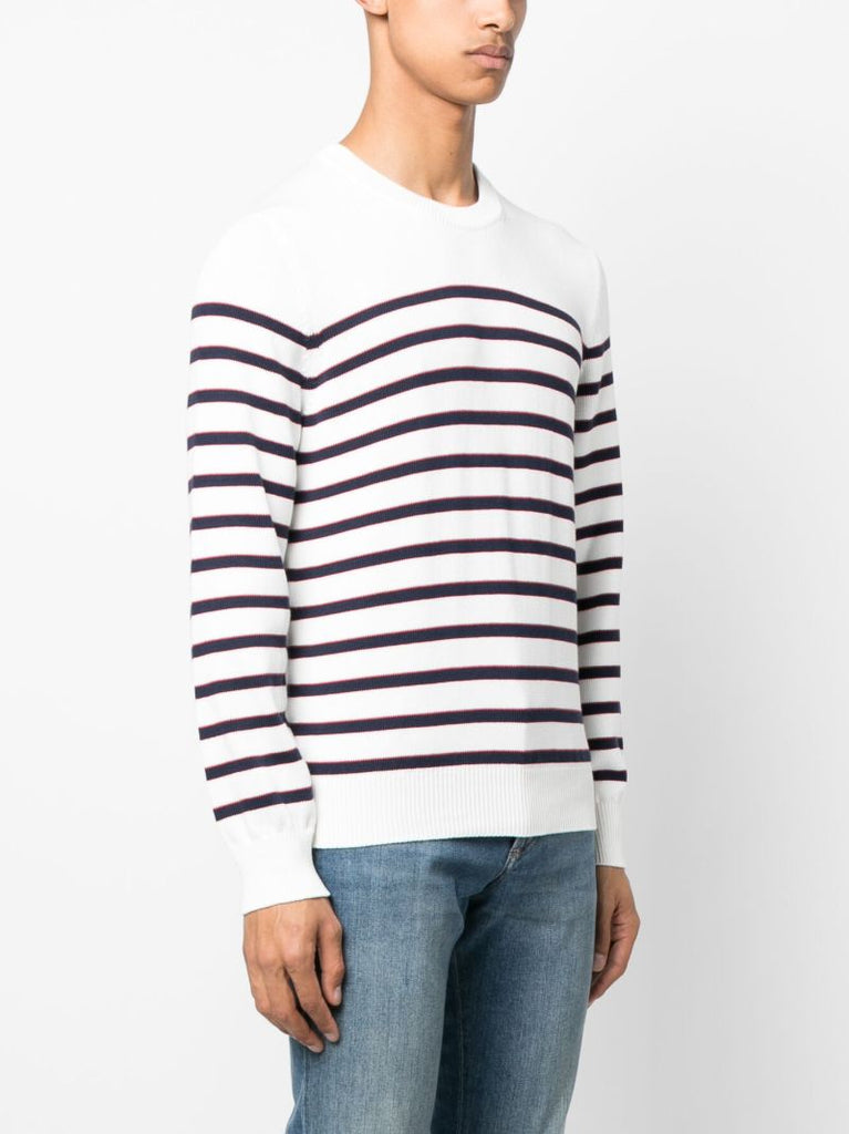 White Striped Cotton Sweater