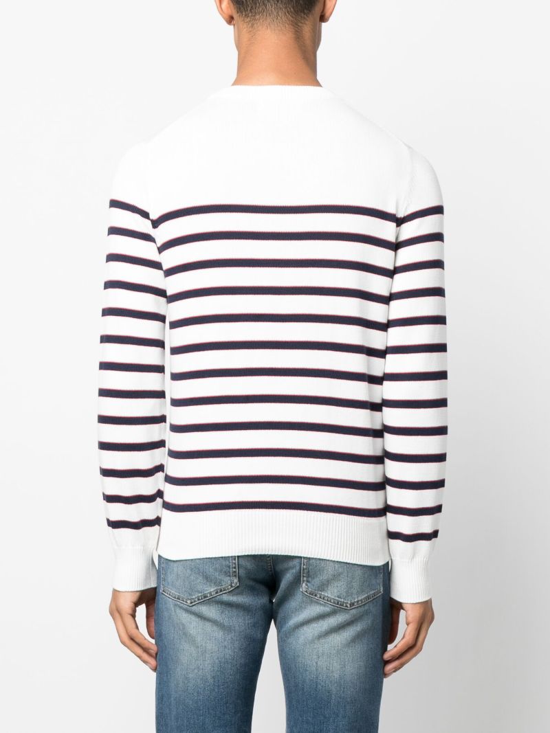 White Striped Cotton Sweater
