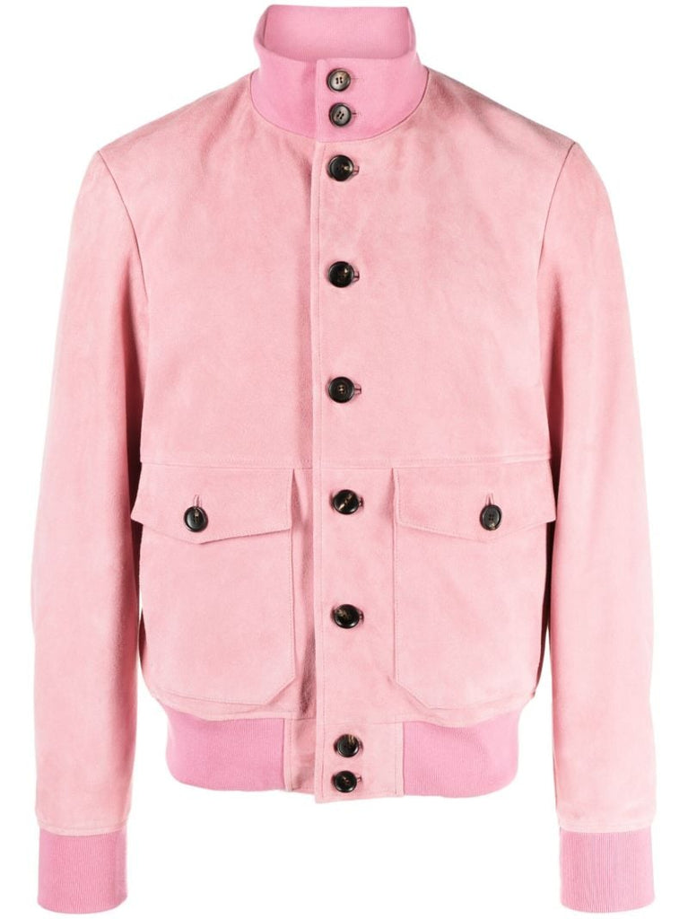 Pink Button-up Leather Jacket