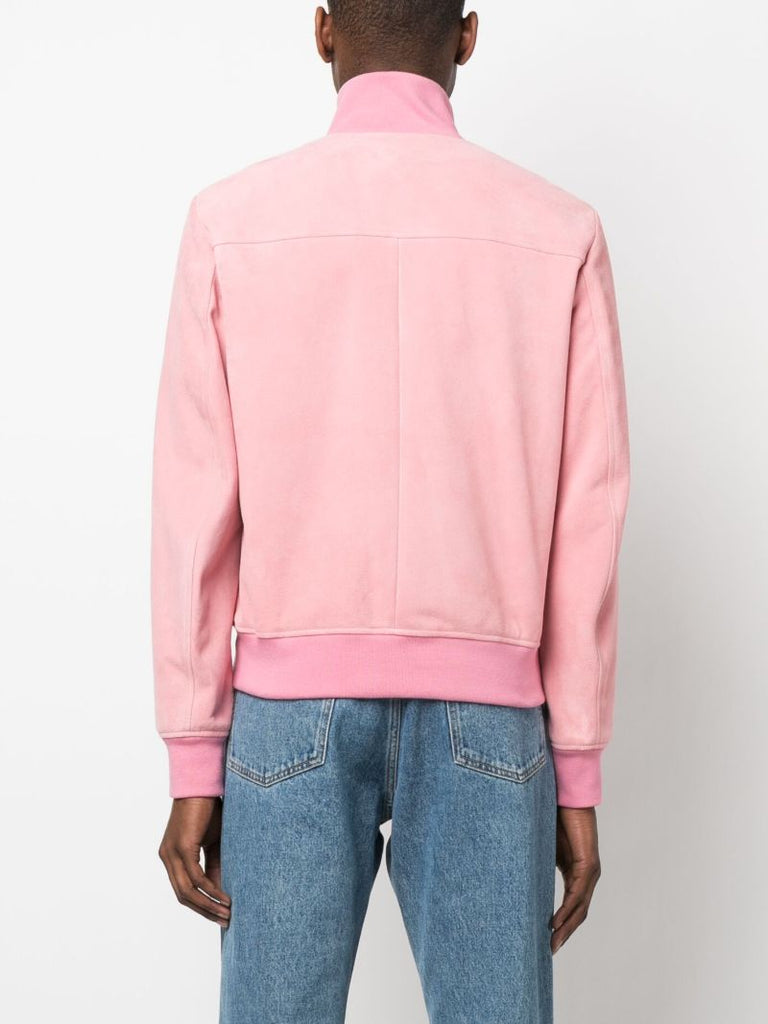 Pink Button-up Leather Jacket