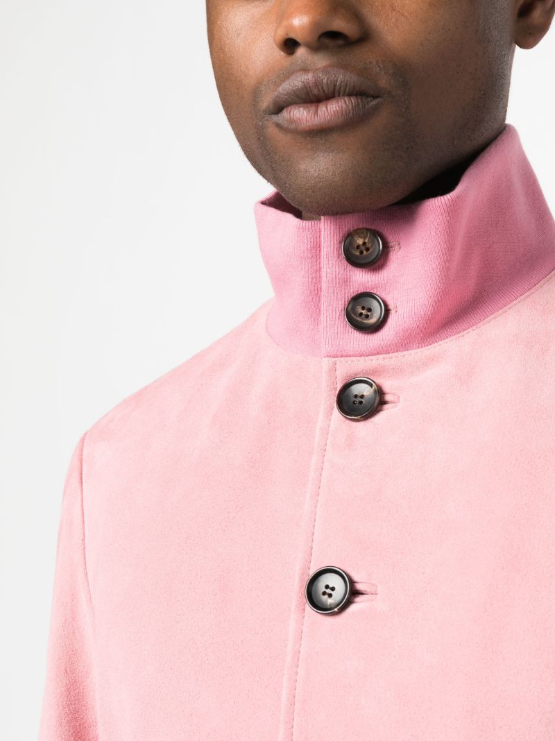 Pink Button-up Leather Jacket