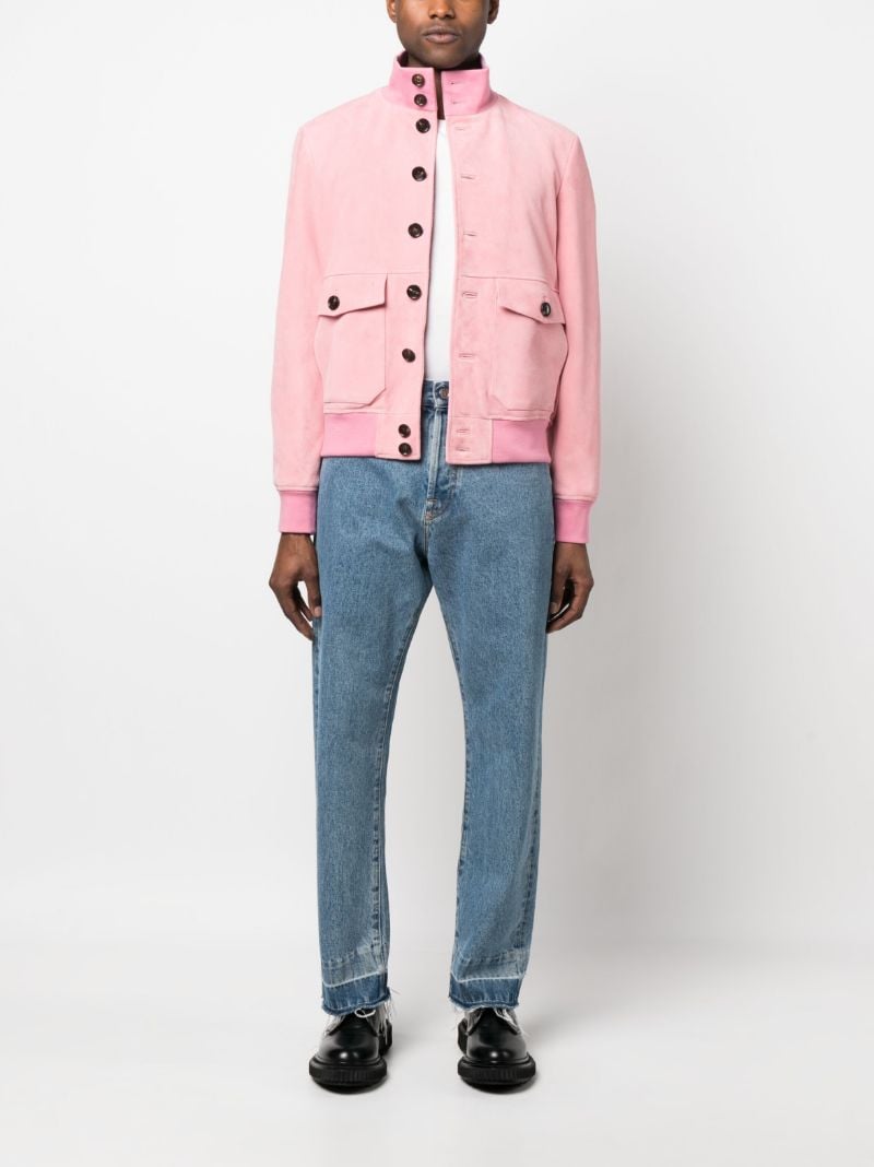 Pink Button-up Leather Jacket