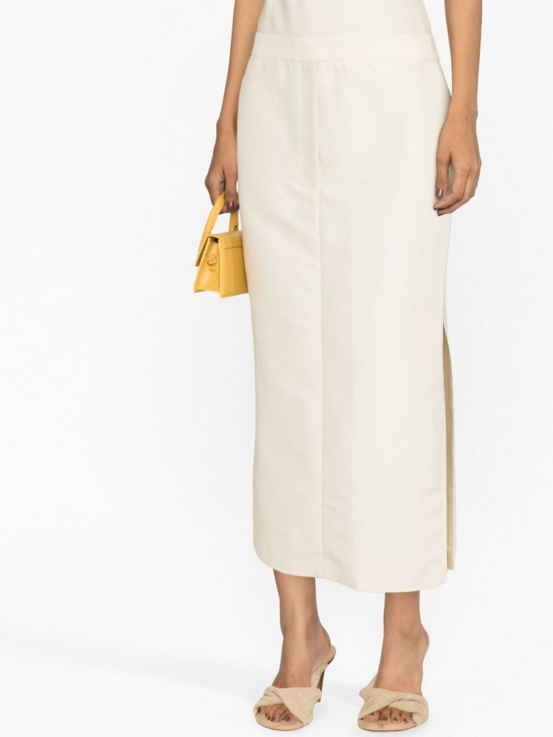 White Low Waist Tuxedo Skirt