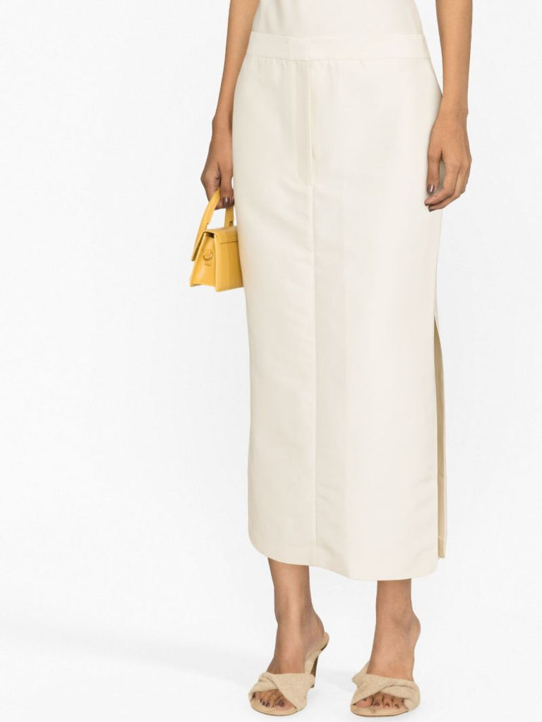 White Low Waist Tuxedo Skirt