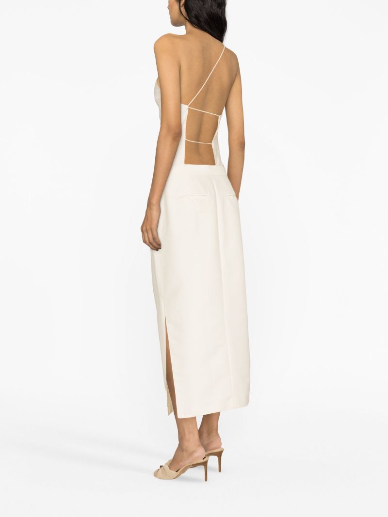 White Low Waist Tuxedo Skirt