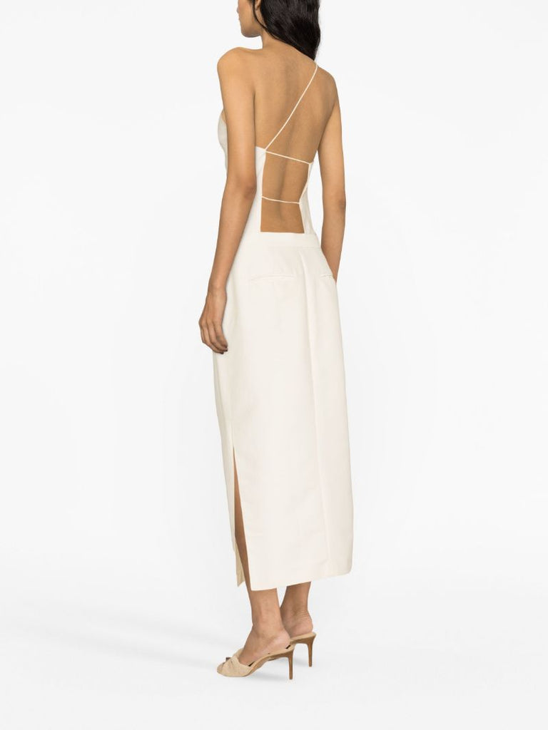 White Low Waist Tuxedo Skirt