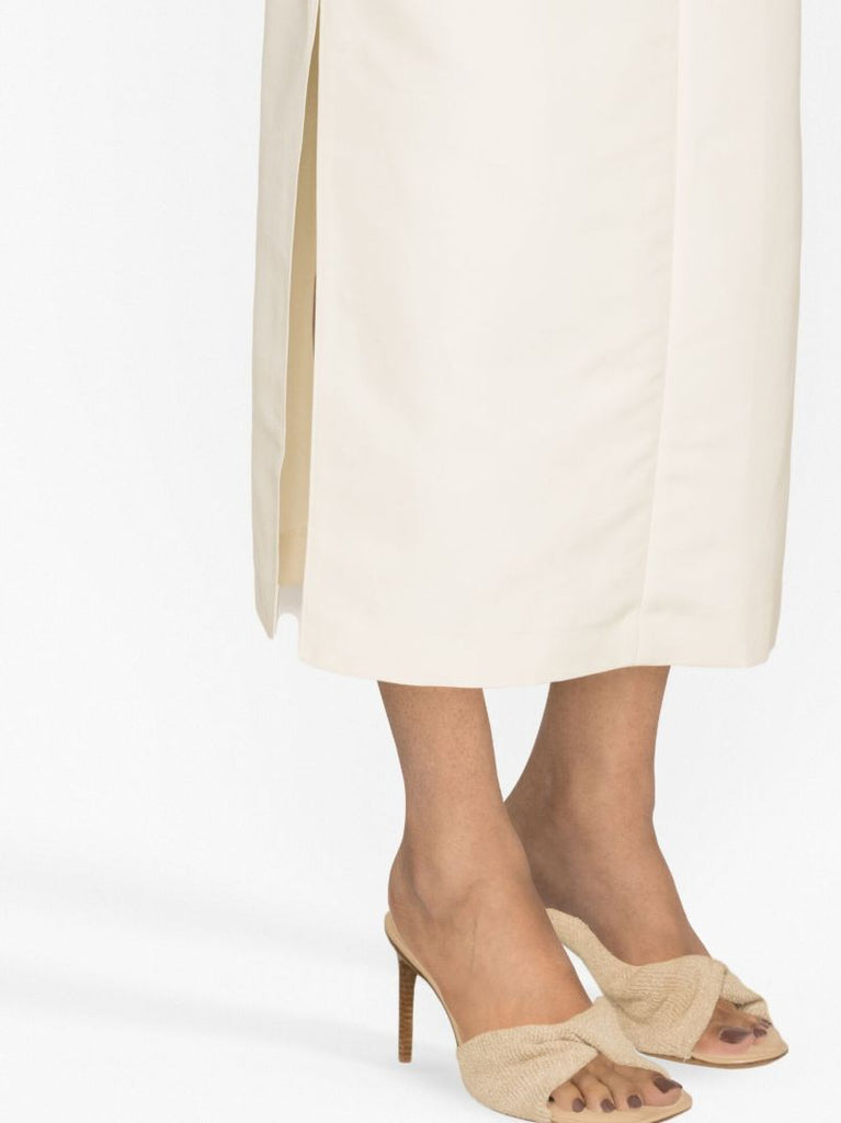 White Low Waist Tuxedo Skirt