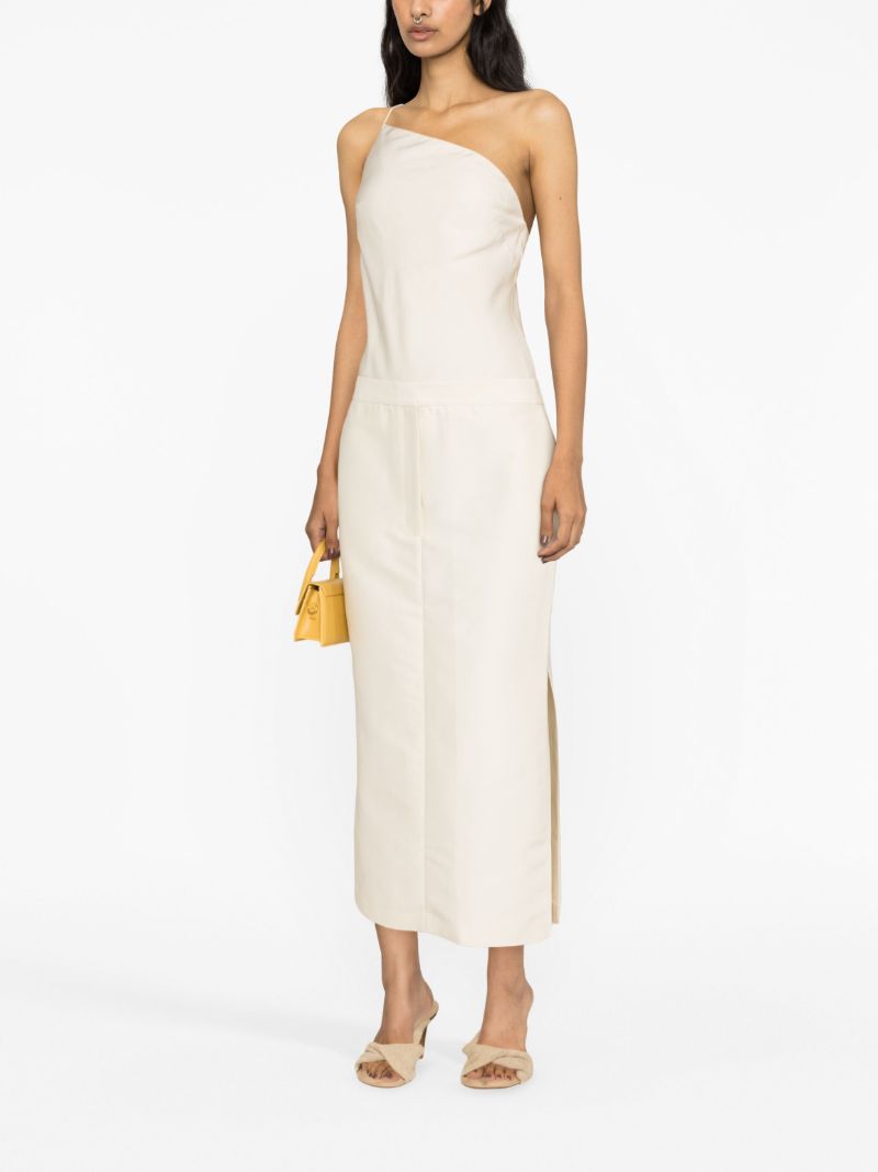 White Low Waist Tuxedo Skirt