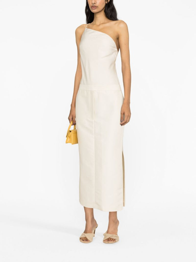 White Low Waist Tuxedo Skirt