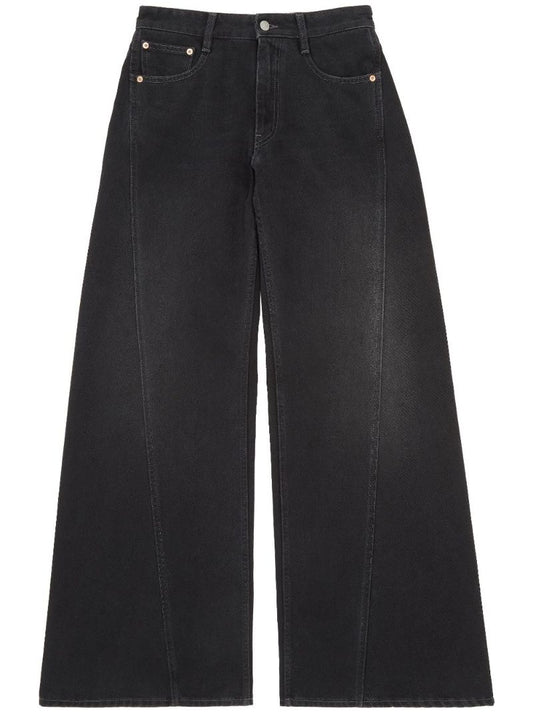 Black Stitch Detail Wide-leg Jeans